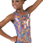 Metallic Print Gymnastics Leotard